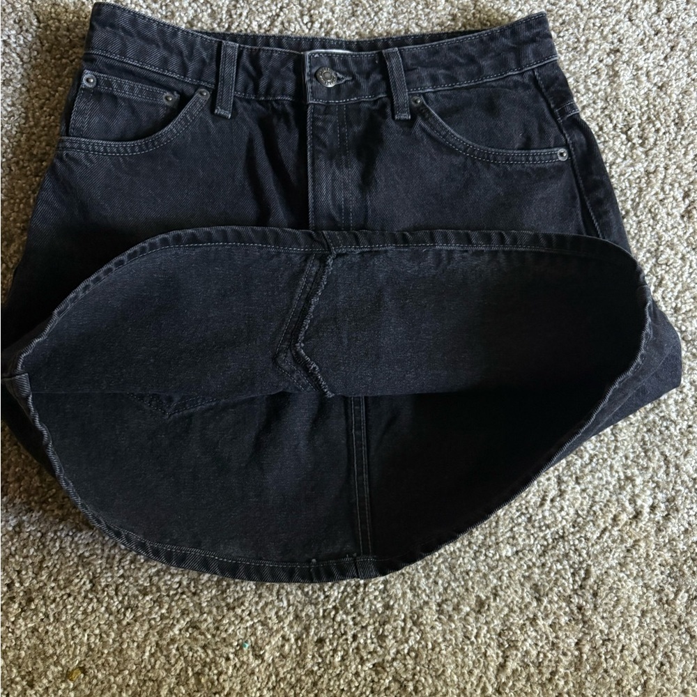 Topshop Charcoal A-Line Denim Skirt - Picture 5 of 5
